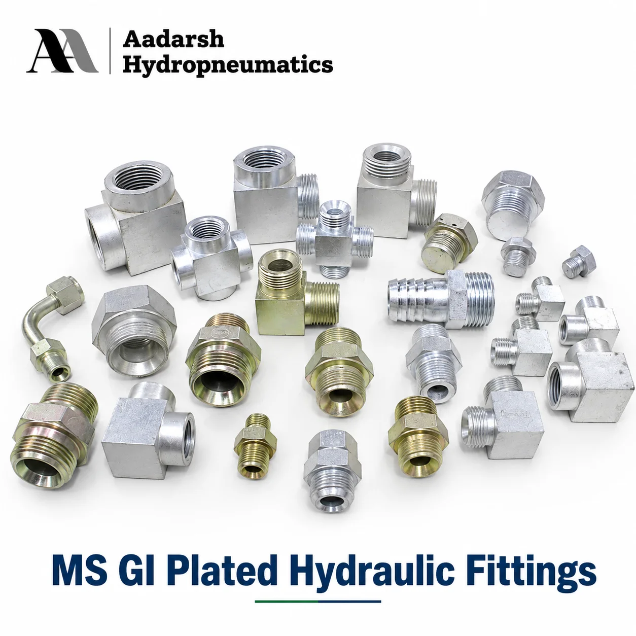 MS GI Plated Hydraulic Fittings in India by Aadarsh Hydropneumatics