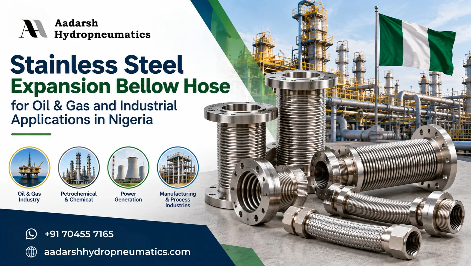 Stainless Steel Expansion Bellow Hose for Oil & Gas and Industrial Applications in Nigeria by Aadarsh Hydropneumatics